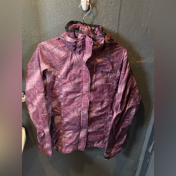 Columbia Purple Plaid Omni Tech Interchange Rain Jacket Size Medium - Picture 1 of 5